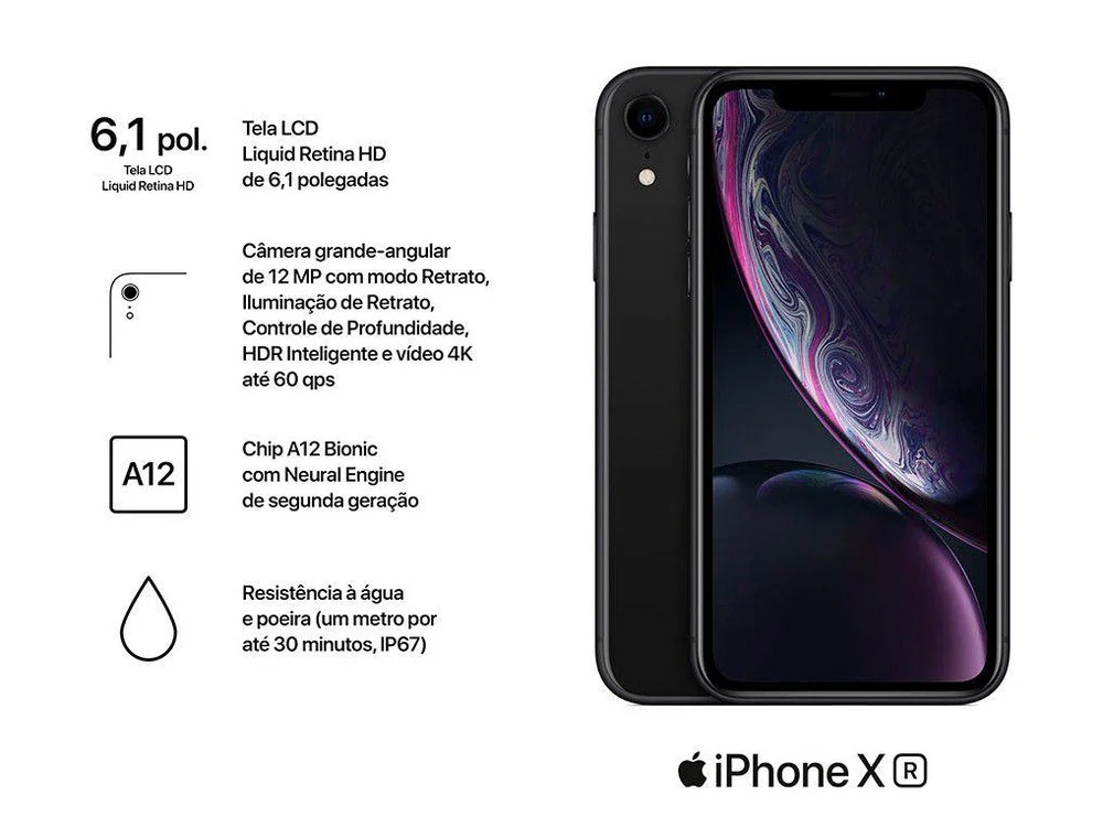 iPhone XR Apple 256GB Preto 6,1” 12MP