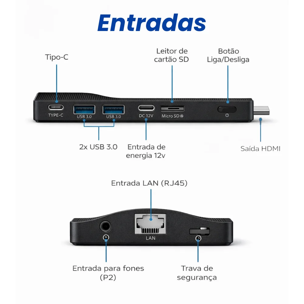Computador Mini PC Portátil Intel Celeron J4105  128GB, WINDOWS 11 Pro HDMI 4k Usb Aitek - Amp-8000 em Campinas - foto 4