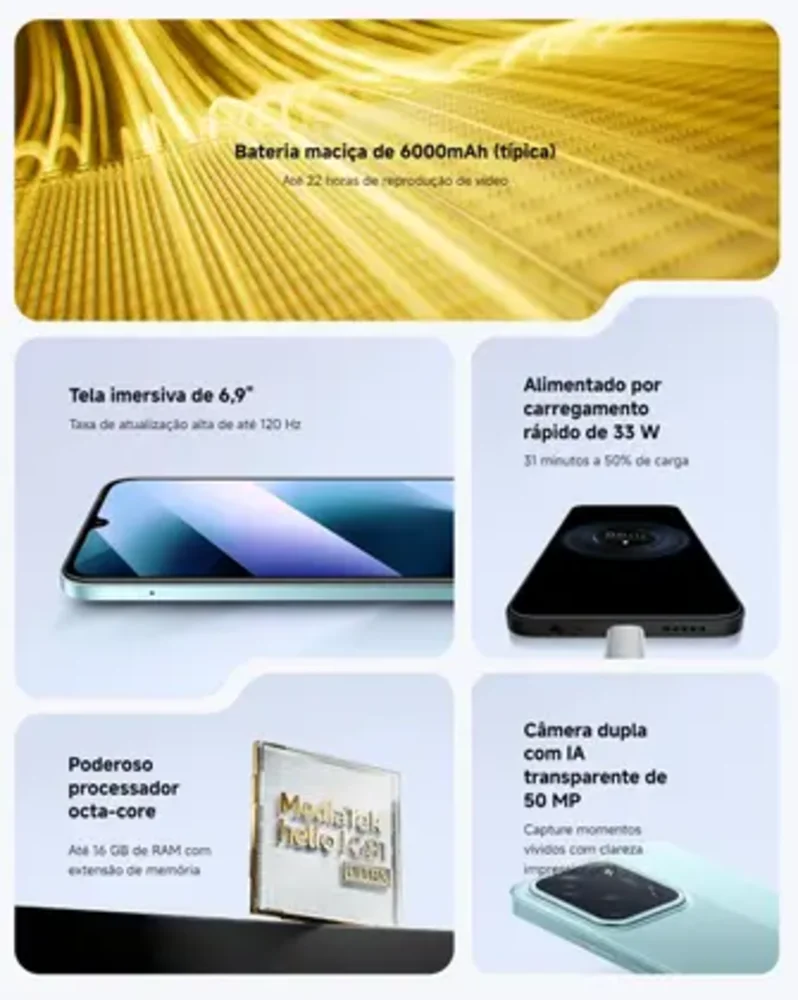 "Celular Xiaomi Poco C85 De 128GB 6gb Ram De 6.9""  Camera 50mp 13mp - Morado (global)" - view 3