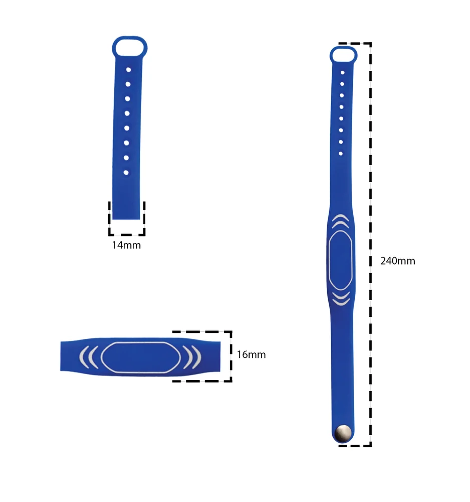 Pulseira Rfid 125 Khz Silicone Slim Azul - 10 Unidades