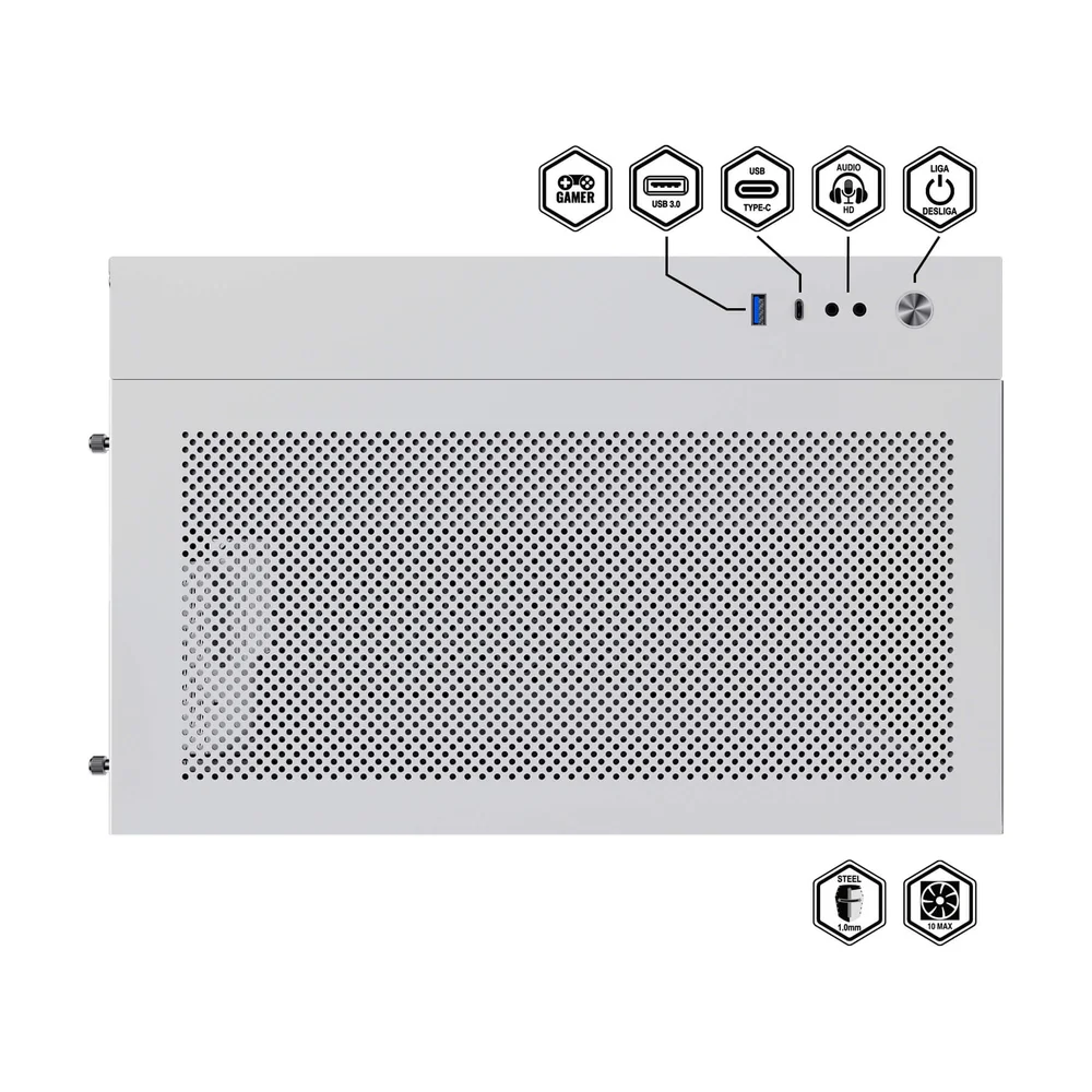 Gabinete Gamer Gamemax Lucent Wh, Atx, Vidro Temperado, 3 Fans