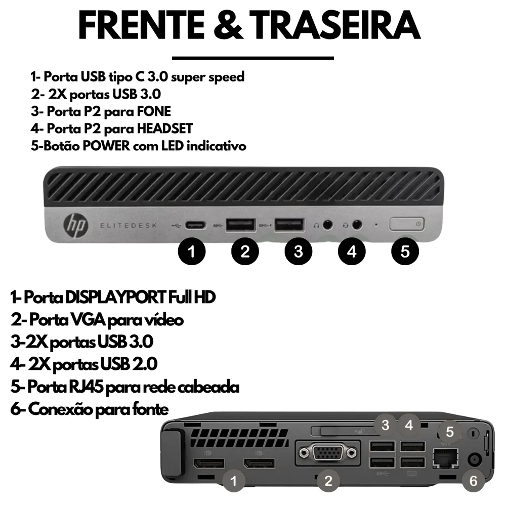 Usado Hp Elitedesk 800 G4 Mini Intel Core i5 8GB Ram 256gb SSD Desktop Compacto em Campinas - foto 5