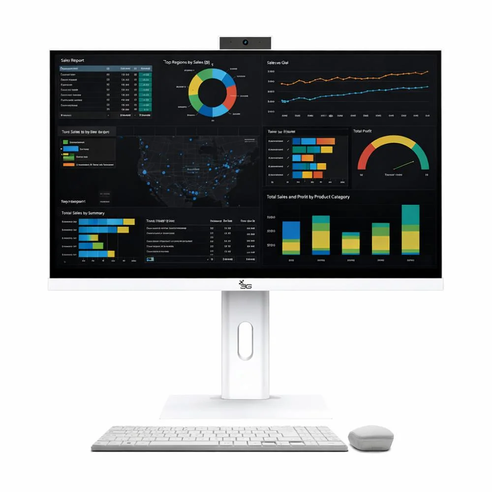 "Computador All In One 3green 24"" Branco, Intel Core i7, 16gb, SSD 1TB, Webcam, Wi-fi, Ajuste De Altura E Rotação"