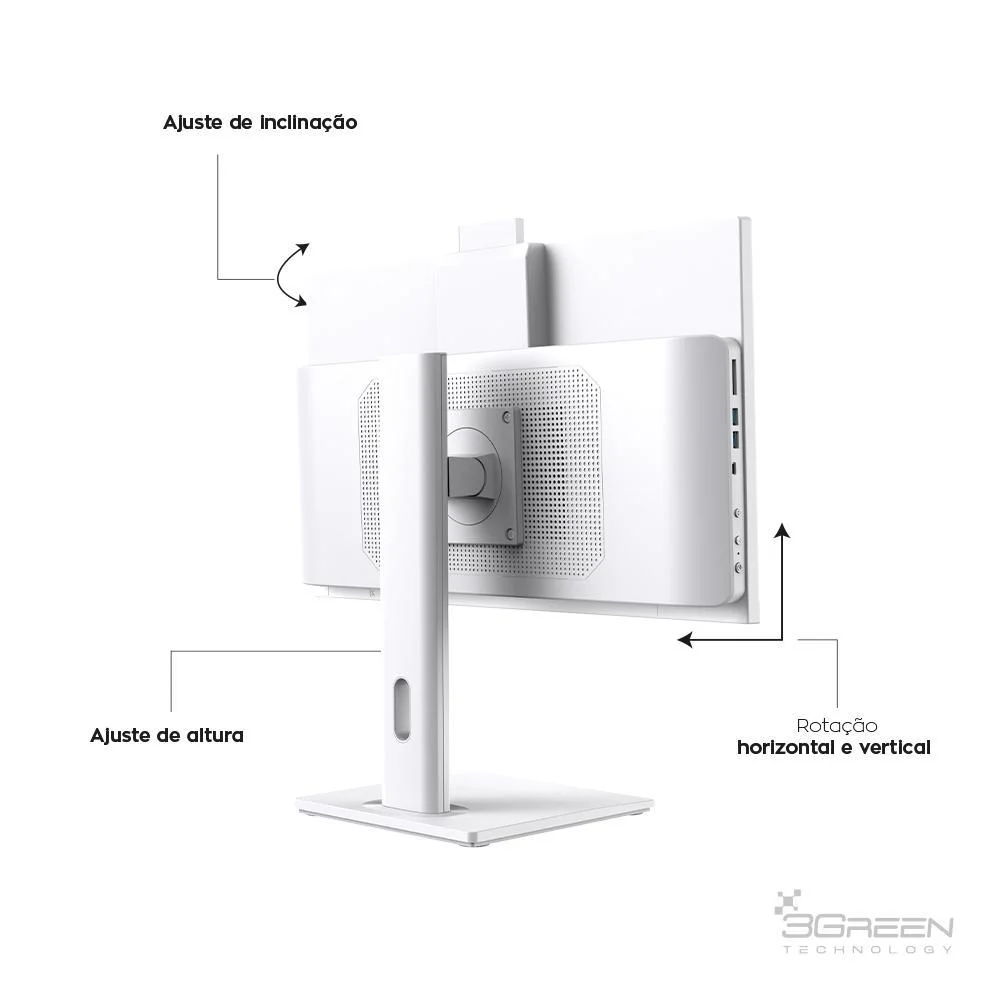 "Computador All In One 3green 24"" Branco, Intel Core i7, 16gb, SSD 1TB, Webcam, Wi-fi, Ajuste De Altura E Rotação" - view 4