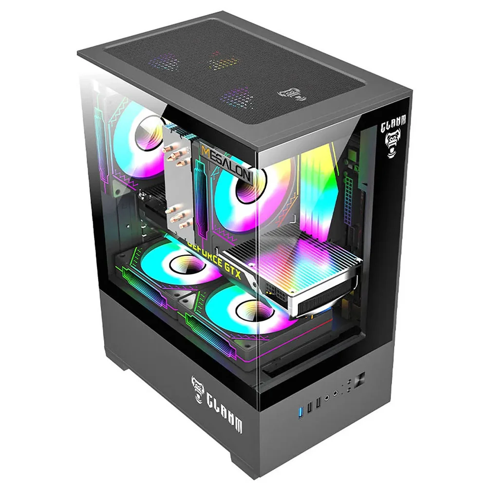 Gabinete Gamer Clanm Megalon mATX mini-ITX VGA 280mm Cooler 167mm Vidro 3mm USB 3.0 Gabinete Gamer Clanm Megalon mATX mini-ITX VGA 280mm Cooler 167mm Vidro 3mm USB 3.0