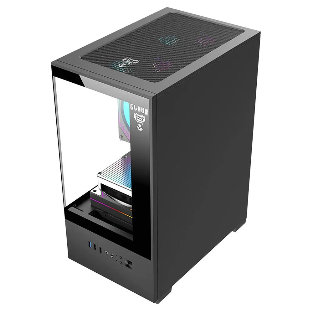 Gabinete Gamer Clanm Megalon mATX mini-ITX VGA 280mm Cooler 167mm Vidro 3mm USB 3.0 Gabinete Gamer Clanm Megalon mATX mini-ITX VGA 280mm Cooler 167mm Vidro 3mm USB 3.0