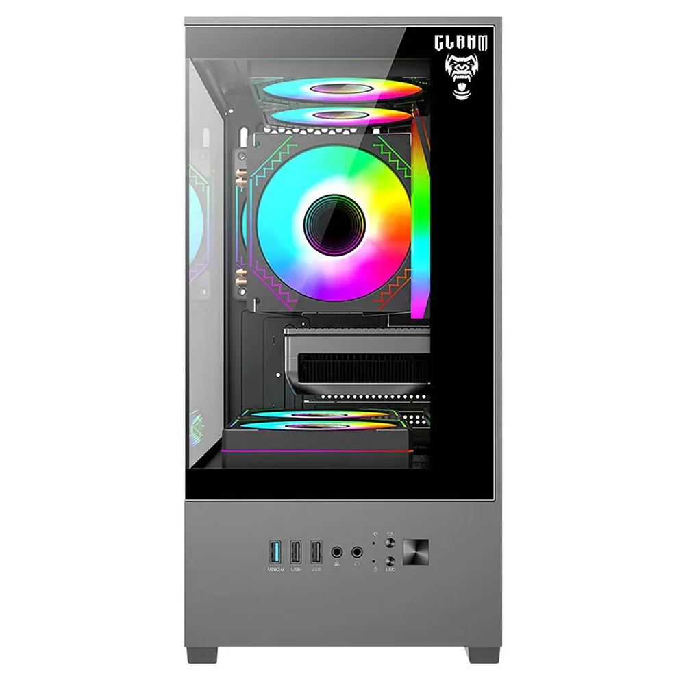 Gabinete Gamer Clanm Megalon mATX mini-ITX VGA 280mm Cooler 167mm Vidro 3mm USB 3.0 Gabinete Gamer Clanm Megalon mATX mini-ITX VGA 280mm Cooler 167mm Vidro 3mm USB 3.0