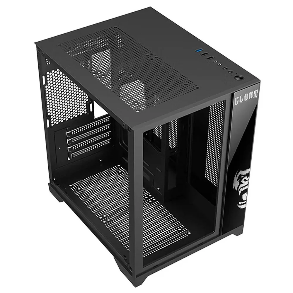 Gabinete Clanm Grodd Mid Tower Preto Vidro 3mm mATX mini-ITX Suporta VGA 320mm ATX