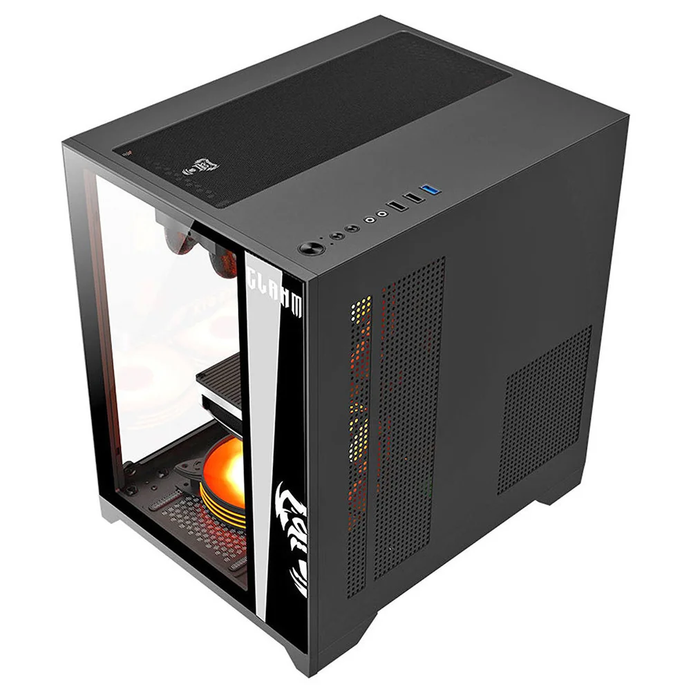 Gabinete Clanm Grodd Mid Tower Preto Vidro 3mm mATX mini-ITX Suporta VGA 320mm ATX
