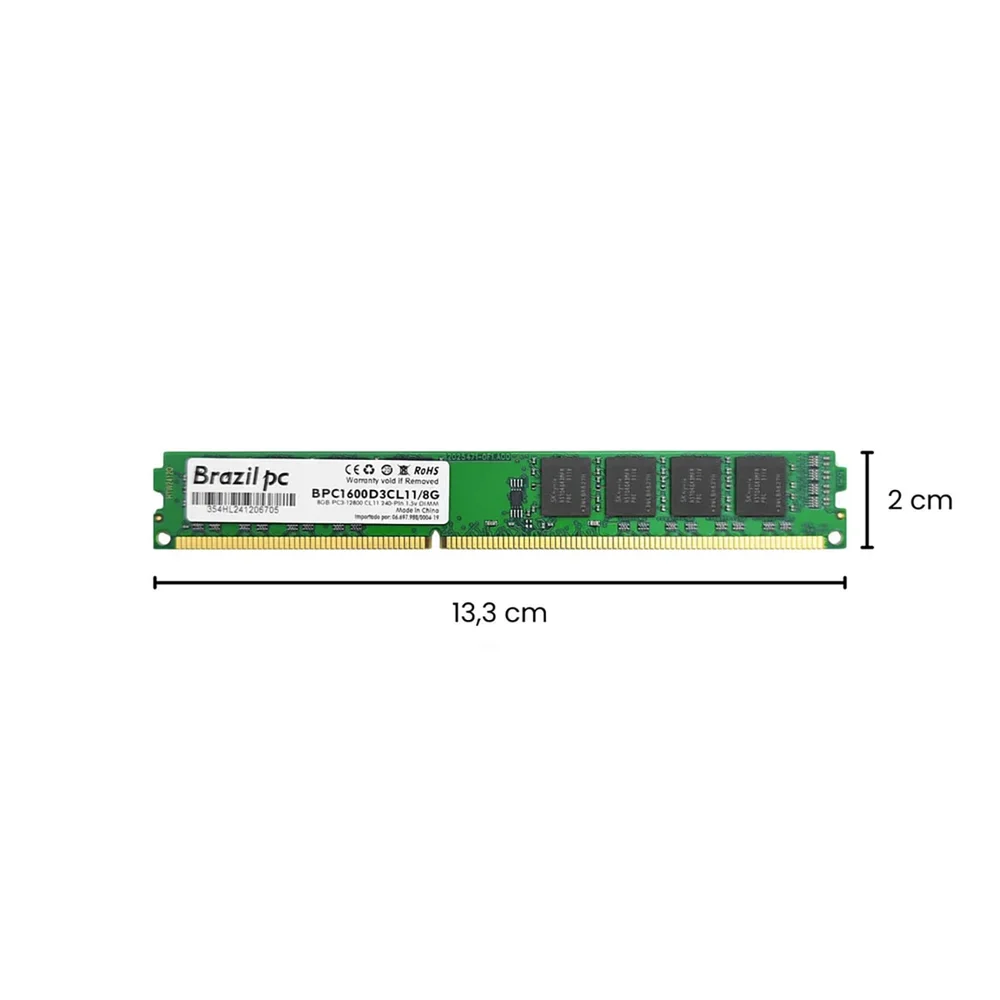 Kit 5 Memoria 8GB Ddr3 1600mhz Brazil PC Bpc1600d3cl11/8g
