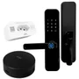 Kit Casa Inteligente Fechadura Digital E Tomada Wi-fi Com Controle Remoto Ir Alpha-600 Alexa Google