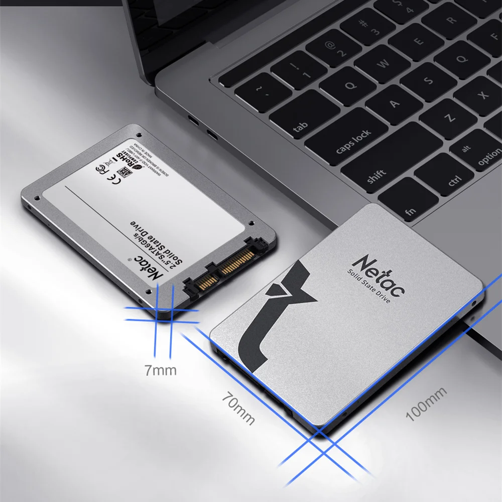 SSD Netac 512GB SATA III Leitura 560 MB/s Gravação 520 MB/s 3D Nand - Prata SSD Netac 512GB SATA III Leitura 560 MB/s Gravação 520 MB/s 3D Nand - Prata