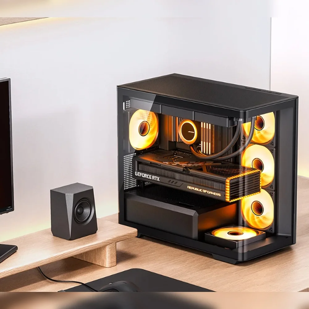 Gabinete Gamer Aquário Jonsbo D300 Black M-atx Vidro Temperado Usb-c Preto Gabinete Gamer Aquário Jonsbo D300 Black M-atx Vidro Temperado Usb-c Preto