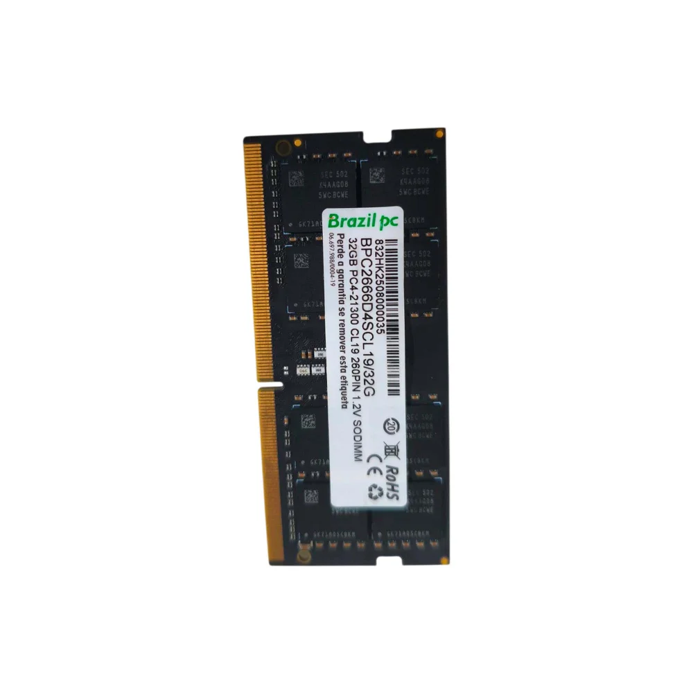 Memoria Para Notebook 32gb Ddr4 2666 Brazilpc Bpc2666d4scl Memoria Para Notebook 32gb Ddr4 2666 Brazilpc Bpc2666d4scl