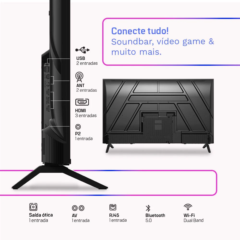 Smart Tv Hq QLED 50 " Hq-qLED50sm 4k Wi-fi Bluetooth, Dolby Audio, Apps, Netflix, Youtube E Prime Video, 3 HDMI Smart Tv Hq QLED 50 " Hq-qLED50sm 4k Wi-fi Bluetooth, Dolby Audio, Apps, Netflix, Youtube E Prime Video, 3 HDMI