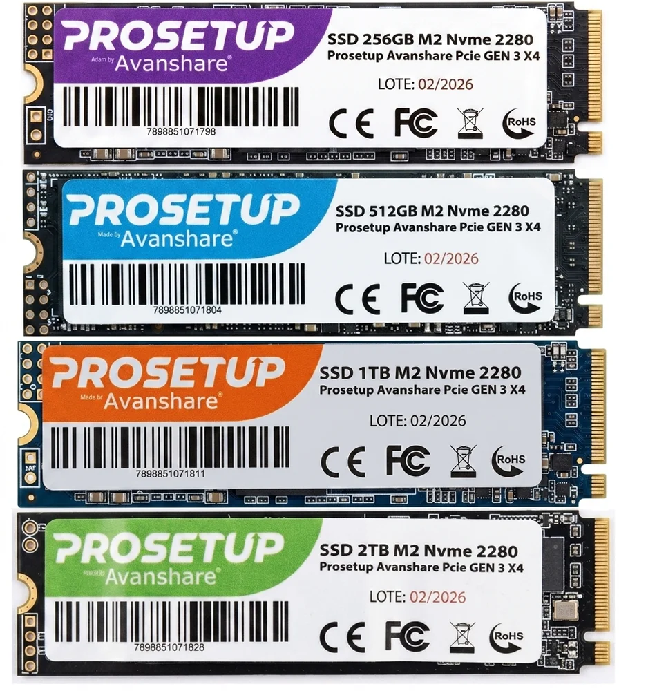 SSD 256gb M2 Nvme 2280 Prosetup Avanshare PCie Gen 3 X4 Leitura 1700mb/s Gravacao 1100mb/s SSD 256gb M2 Nvme 2280 Prosetup Avanshare PCie Gen 3 X4 Leitura 1700mb/s Gravacao 1100mb/s