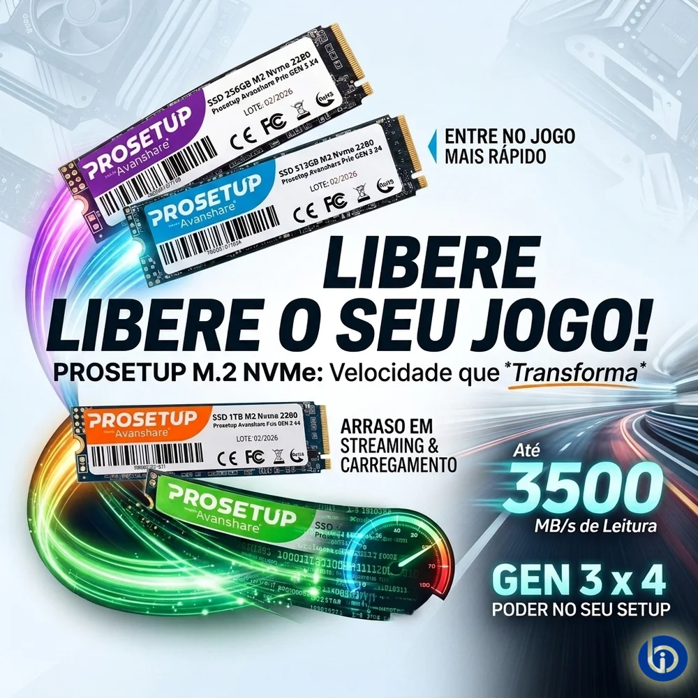 SSD 256gb M2 Nvme 2280 Prosetup Avanshare PCie Gen 3 X4 Leitura 1700mb/s Gravacao 1100mb/s SSD 256gb M2 Nvme 2280 Prosetup Avanshare PCie Gen 3 X4 Leitura 1700mb/s Gravacao 1100mb/s