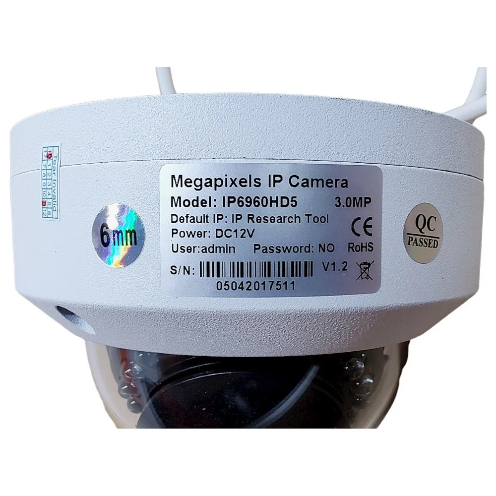 Câmera Ir Dome Fico Fc-ip6960hd5 1080p 3.0mp Lente 6mm Visão Noturna Vigilância Ip66 Detecção De Movimento