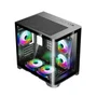 Gabinete Gamer Mini Tower Vidro Temperado Black M-atx Sem Fonte Com 5 Fans Rainbow RGB D-matx11