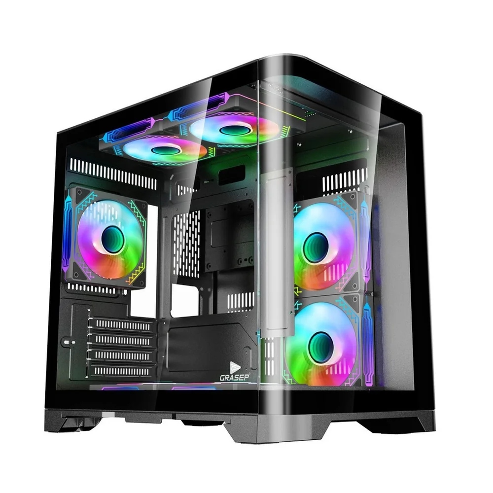 Gabinete Gamer Mini Tower Vidro Temperado Black M-atx Sem Fonte Com 5 Fans Rainbow RGB D-matx11 Gabinete Gamer Mini Tower Vidro Temperado Black M-atx Sem Fonte Com 5 Fans Rainbow RGB D-matx11