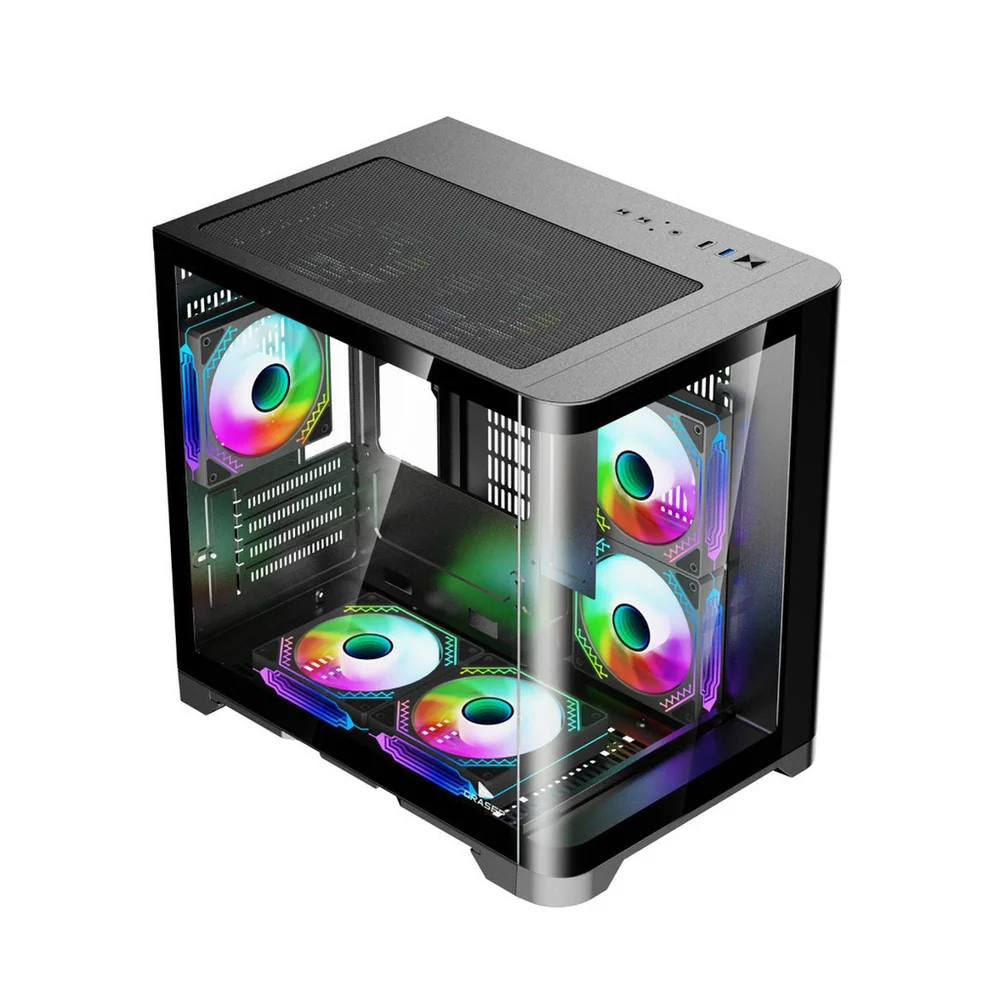 Gabinete Gamer Mini Tower Vidro Temperado Black M-atx Sem Fonte Com 5 Fans Rainbow RGB D-matx11 Gabinete Gamer Mini Tower Vidro Temperado Black M-atx Sem Fonte Com 5 Fans Rainbow RGB D-matx11