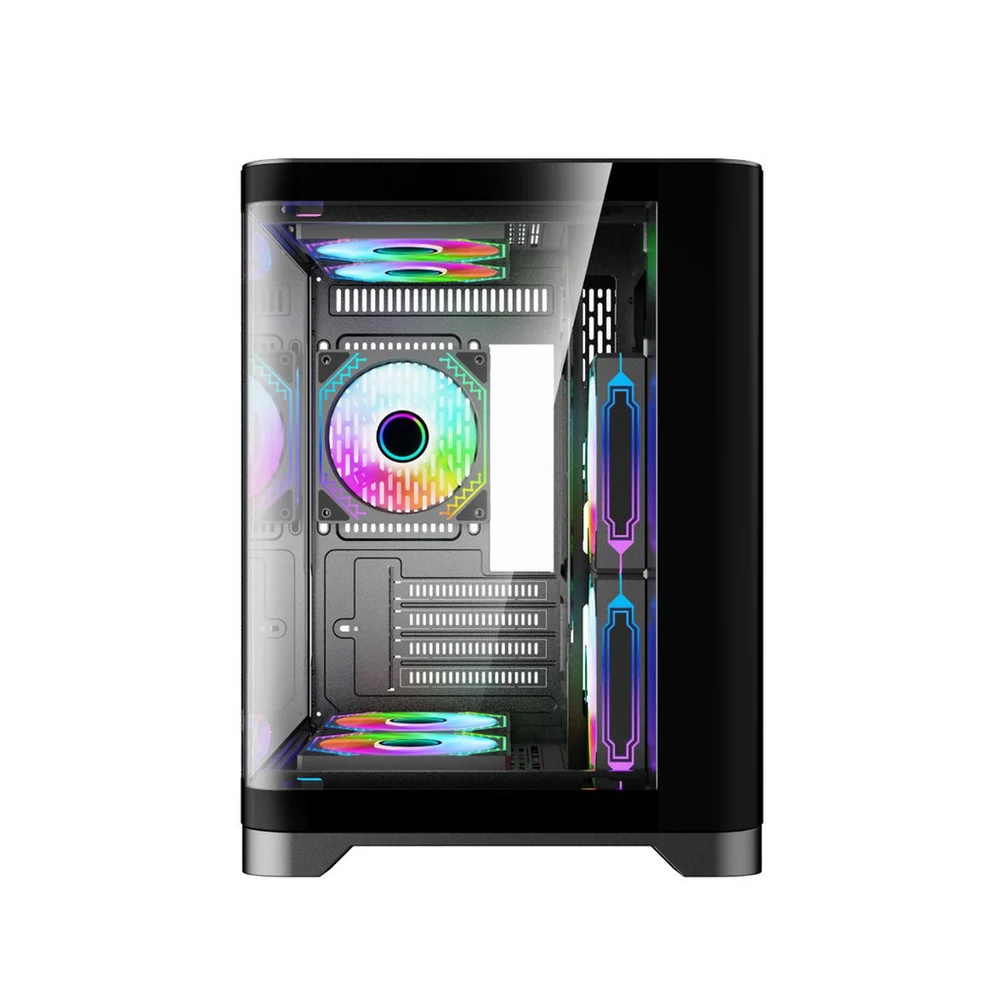 Gabinete Gamer Mini Tower Vidro Temperado Black M-atx Sem Fonte Com 5 Fans Rainbow RGB D-matx11 Gabinete Gamer Mini Tower Vidro Temperado Black M-atx Sem Fonte Com 5 Fans Rainbow RGB D-matx11