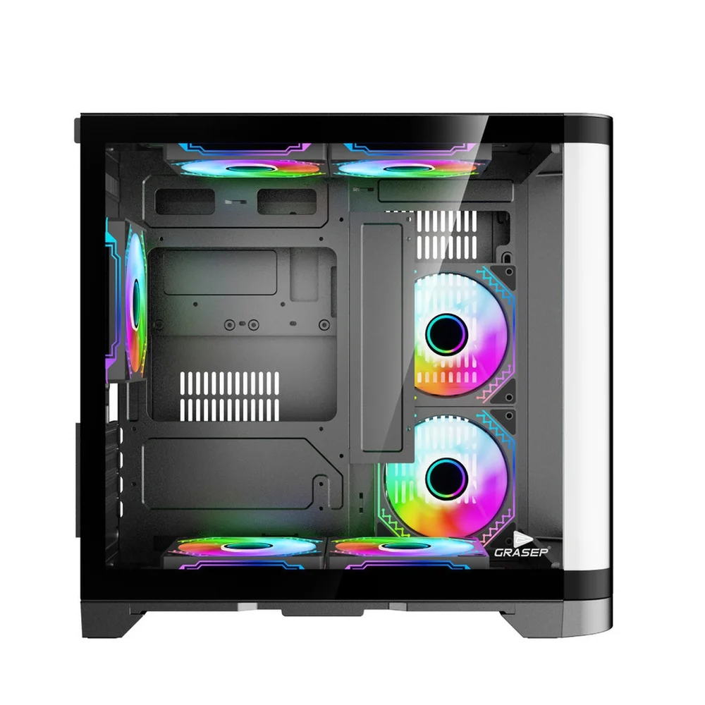 Gabinete Gamer Mini Tower Vidro Temperado Black M-atx Sem Fonte Com 5 Fans Rainbow RGB D-matx11 Gabinete Gamer Mini Tower Vidro Temperado Black M-atx Sem Fonte Com 5 Fans Rainbow RGB D-matx11