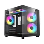 Gabinete Gamer Liketec Makan Matx Dark Aquário 5 Fans ARGB Vidro Temperado