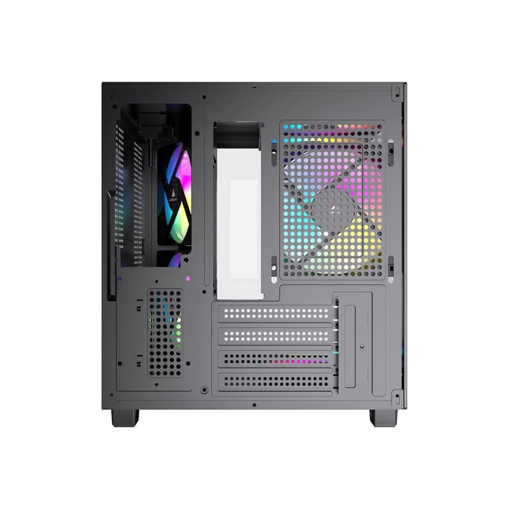 Gabinete Gamer Liketec Makan Matx Dark Aquário 5 Fans ARGB Vidro Temperado