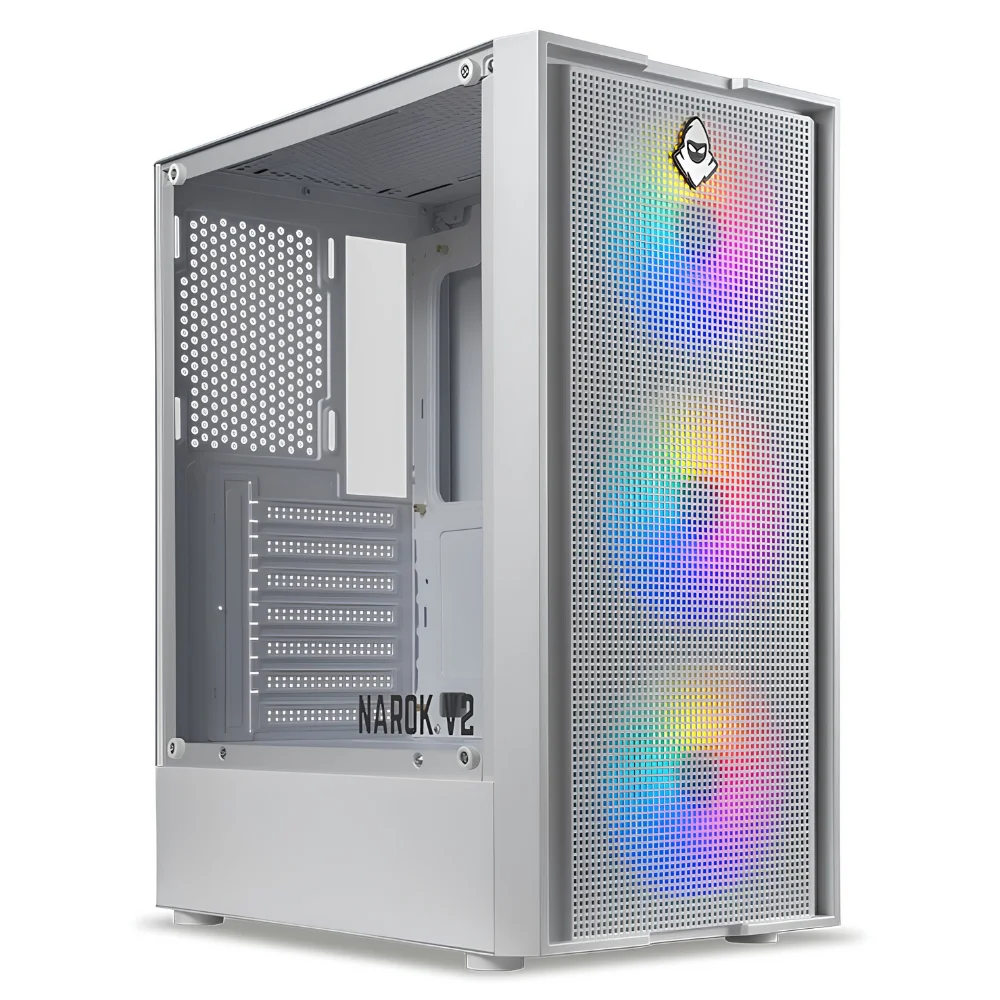 Gabinete Gamer Mancer Narok V2 Rainbow 3 Fans Midtower Lateral De Vidro Branco - Mcr-nrkwh-v2 Gabinete Gamer Mancer Narok V2 Rainbow 3 Fans Midtower Lateral De Vidro Branco - Mcr-nrkwh-v2