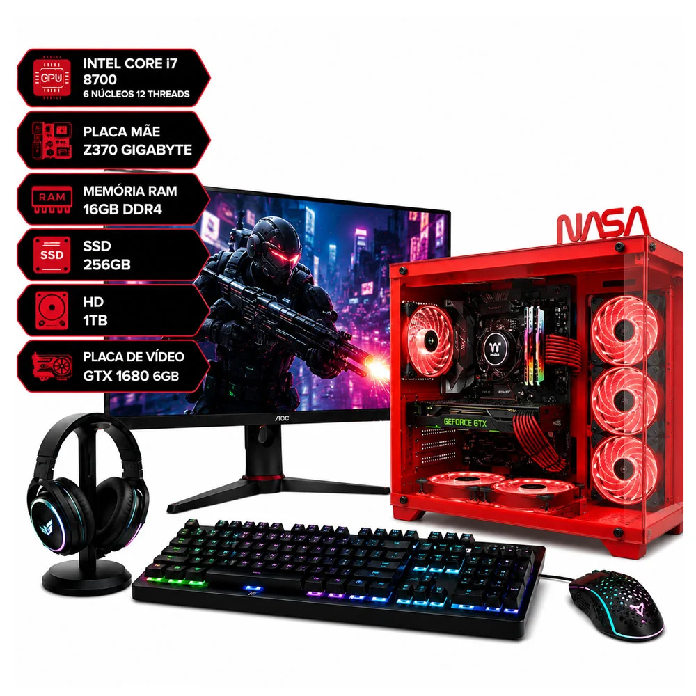 PC Gamer Completo Intel Core i78700 Placa de