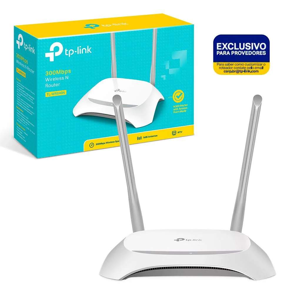 Roteador e Repetidor TP-Link, Wi-Fi, N300 Mbps - TL-WR840NW V6 Roteador e Repetidor TP-Link, Wi-Fi, N300 Mbps - TL-WR840NW V6