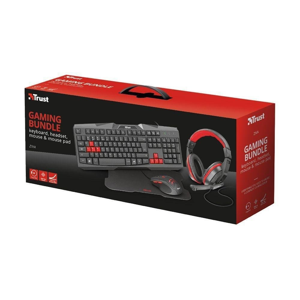 Kit Trust Ziva 4 em 1 Gaming Bundle Com Fio