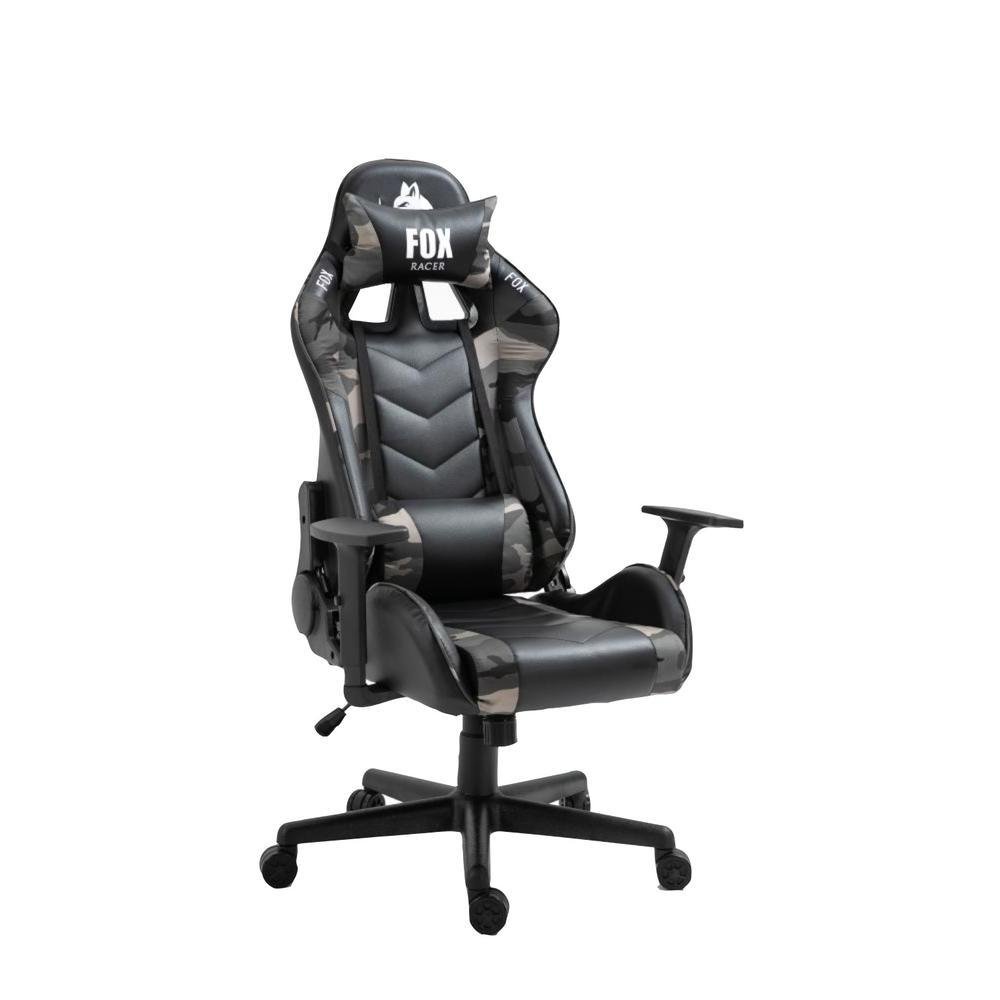 Cadeira Gamer Fox Racer Fennec, até 125KG, Com Almofadas, Ajuste de altura e rotação, Camuflada Cadeira Gamer Fox Racer Fennec, até 125KG, Com Almofadas, Ajuste de altura e rotação, Camuflada