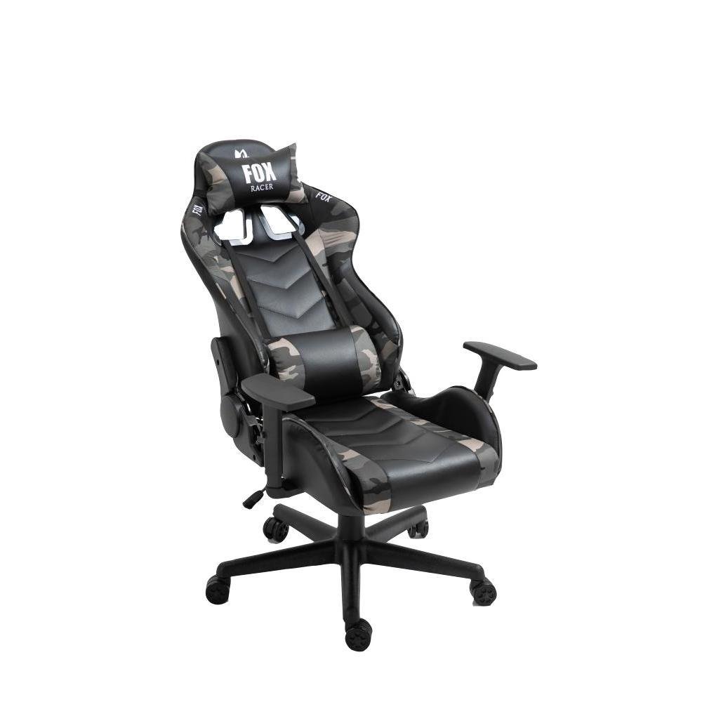 Cadeira Gamer Fox Racer Fennec, até 125KG, Com Almofadas, Ajuste de altura e rotação, Camuflada Cadeira Gamer Fox Racer Fennec, até 125KG, Com Almofadas, Ajuste de altura e rotação, Camuflada