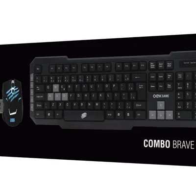 Kit Gamer Oex Brave Mouse LED Teclado Preto
