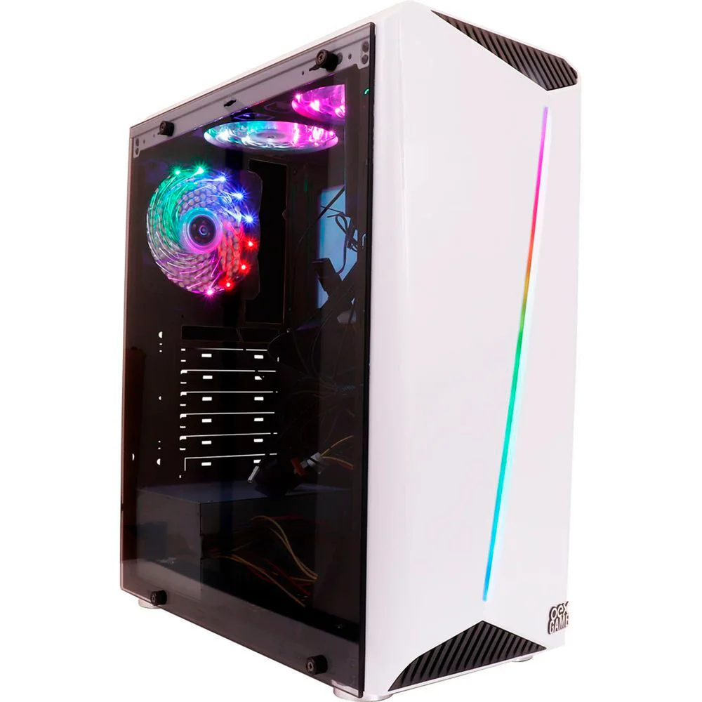 Gabinete Gamer Oex Shelter Gh200, Branco, 3 Coolers, Led Rgb Gabinete Gamer Oex Shelter Gh200, Branco, 3 Coolers, Led Rgb