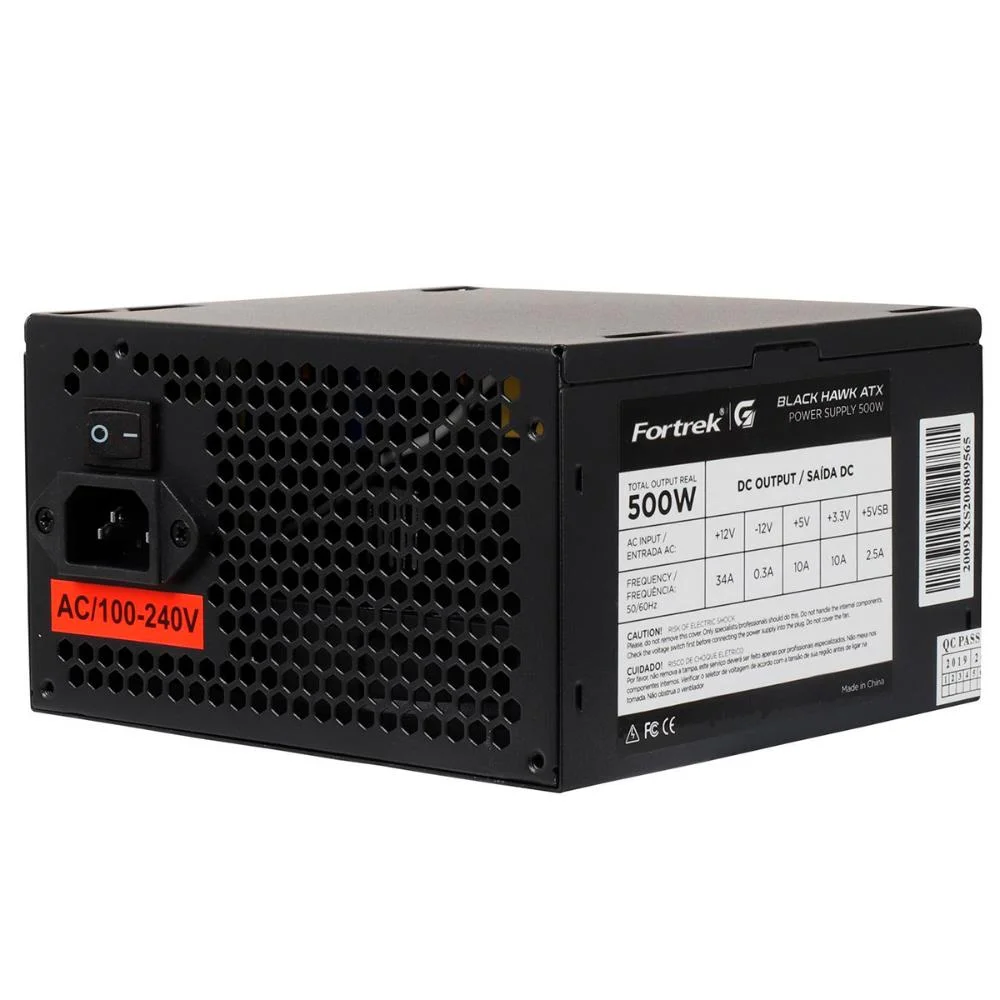 Fonte Fortrek ATX Black Hawk, 500W, 80 Plus Bronze, PFC Ativo Fonte Fortrek ATX Black Hawk, 500W, 80 Plus Bronze, PFC Ativo