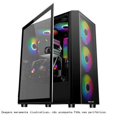 Gabinete Gamer Redragon Skyfire Preto Mid Tower Lateral Vidro Temperado Sem Fan - Gc-xa211