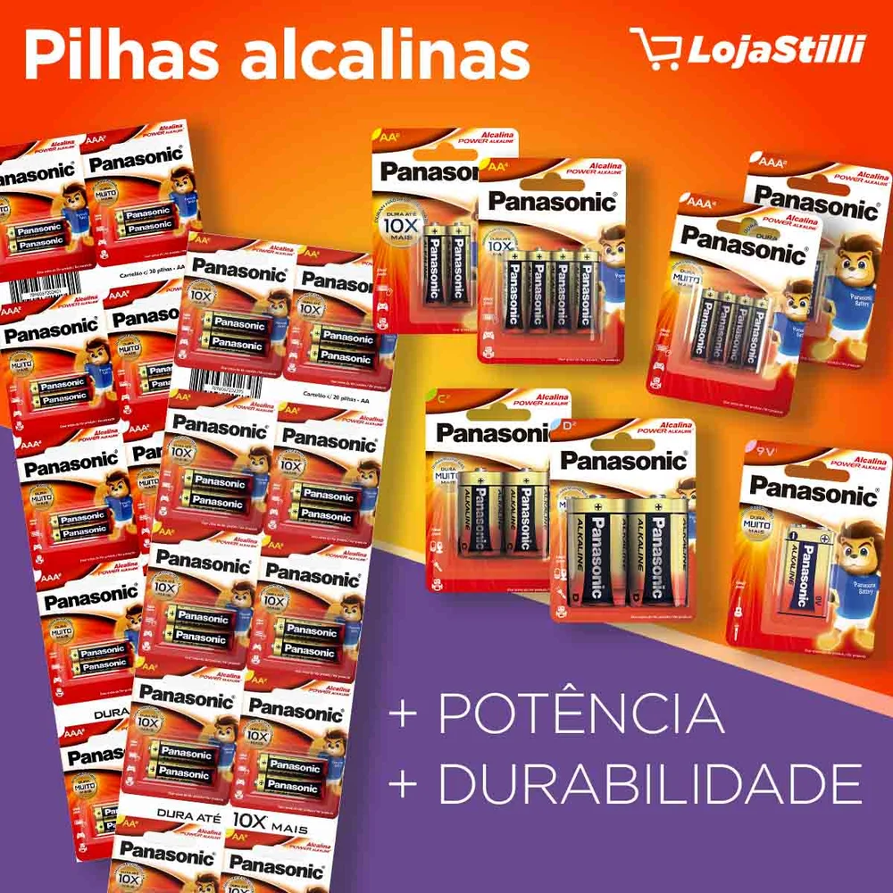 Bateria Panasonic Alcalina 9v 6lf22xab1b24 KaBuM