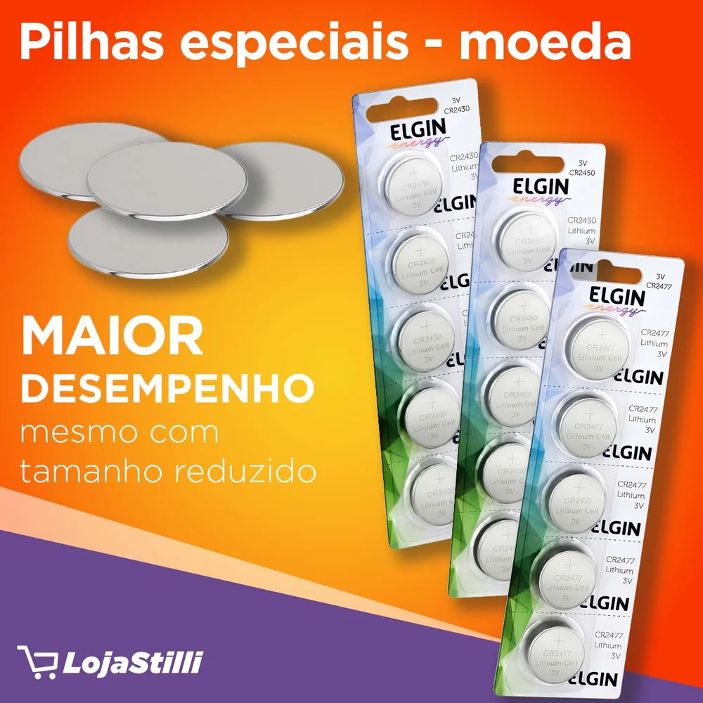 Bateria Litio CR2477, Blister Com 5 Unidades, Elgin - 82306