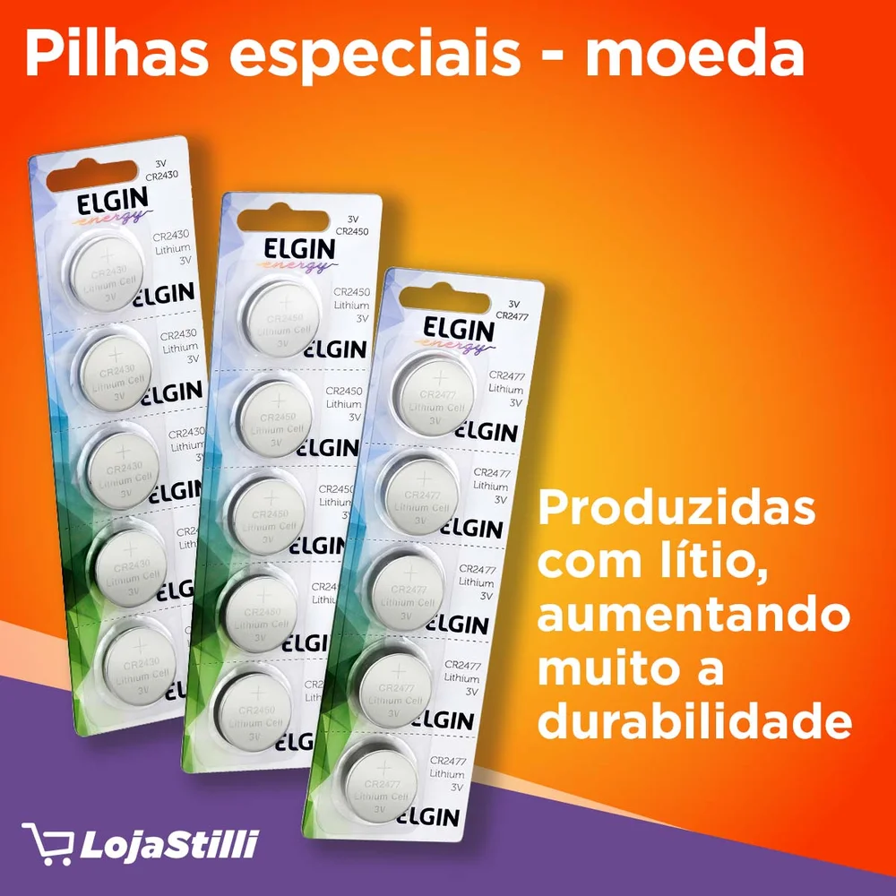 Bateria Litio CR2477, Blister Com 5 Unidades, Elgin - 82306