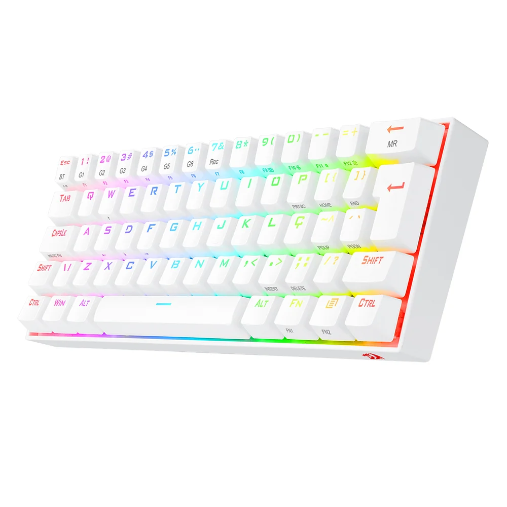 Teclado Gamer 60% Sem Fio Redragon Draconic, Lunar White, Switch Outemu Mk2 Brown, ABNT2, Bluetooth 5.0 - K530RGB Teclado Gamer 60% Sem Fio Redragon Draconic, Lunar White, Switch Outemu Mk2 Brown, ABNT2, Bluetooth 5.0 - K530RGB