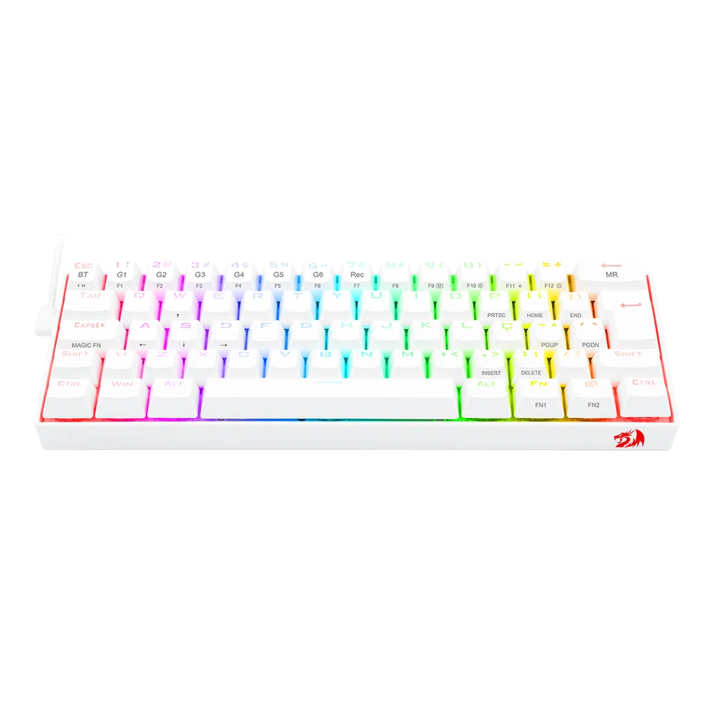 Teclado Gamer 60% Sem Fio Redragon Draconic, Lunar White, Switch Outemu Mk2 Brown, ABNT2, Bluetooth 5.0 - K530RGB Teclado Gamer 60% Sem Fio Redragon Draconic, Lunar White, Switch Outemu Mk2 Brown, ABNT2, Bluetooth 5.0 - K530RGB