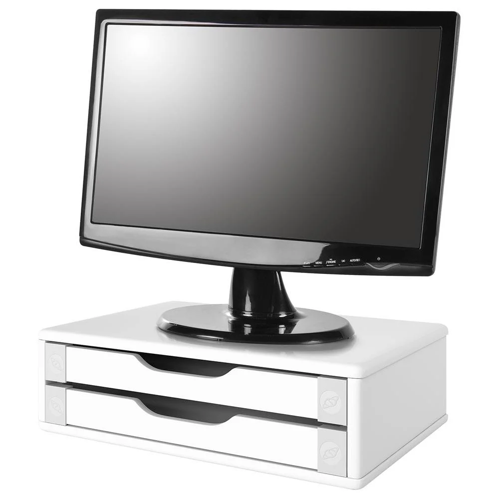 Suporte Para Monitor De Mesa - Com 2 Gavetas - Branco - 3340 Suporte Para Monitor De Mesa - Com 2 Gavetas - Branco - 3340