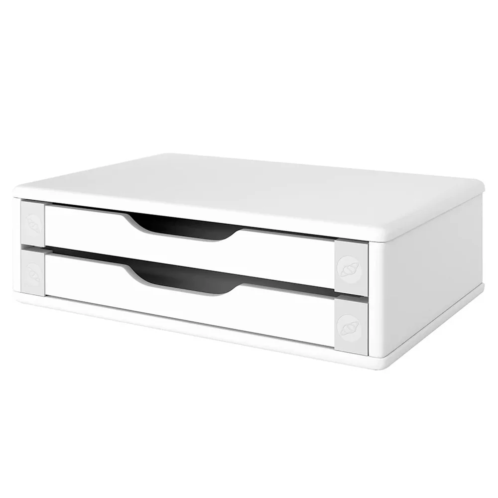 Suporte Para Monitor De Mesa - Com 2 Gavetas - Branco - 3340 Suporte Para Monitor De Mesa - Com 2 Gavetas - Branco - 3340