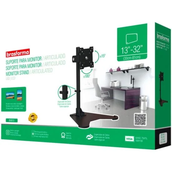 Suporte Articulado P/ Monitor Led E Lcd 13-27Polegadas Bm810 Brasforma Suporte Articulado P/ Monitor Led E Lcd 13-27Polegadas Bm810 Brasforma