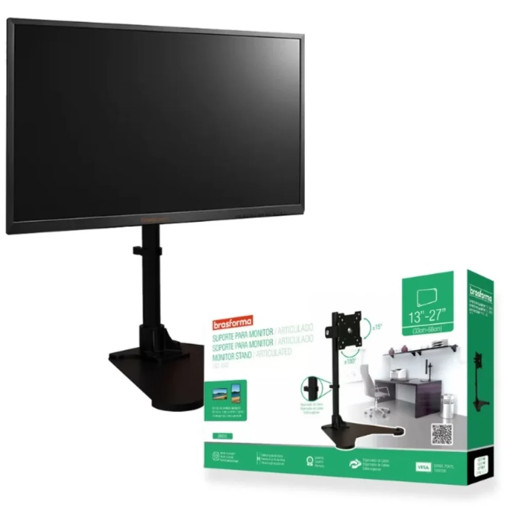 Suporte Articulado P/ Monitor Led E Lcd 13-27Polegadas Bm810 Brasforma Suporte Articulado P/ Monitor Led E Lcd 13-27Polegadas Bm810 Brasforma