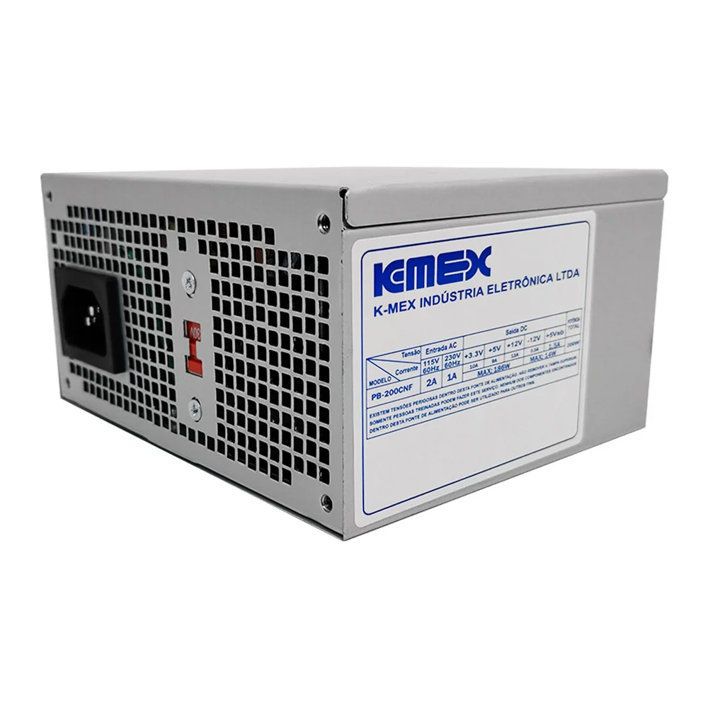 Fonte K-Mex Mini, 200W, Conector De Energia Em L - PB-200CNF Fonte K-Mex Mini, 200W, Conector De Energia Em L - PB-200CNF