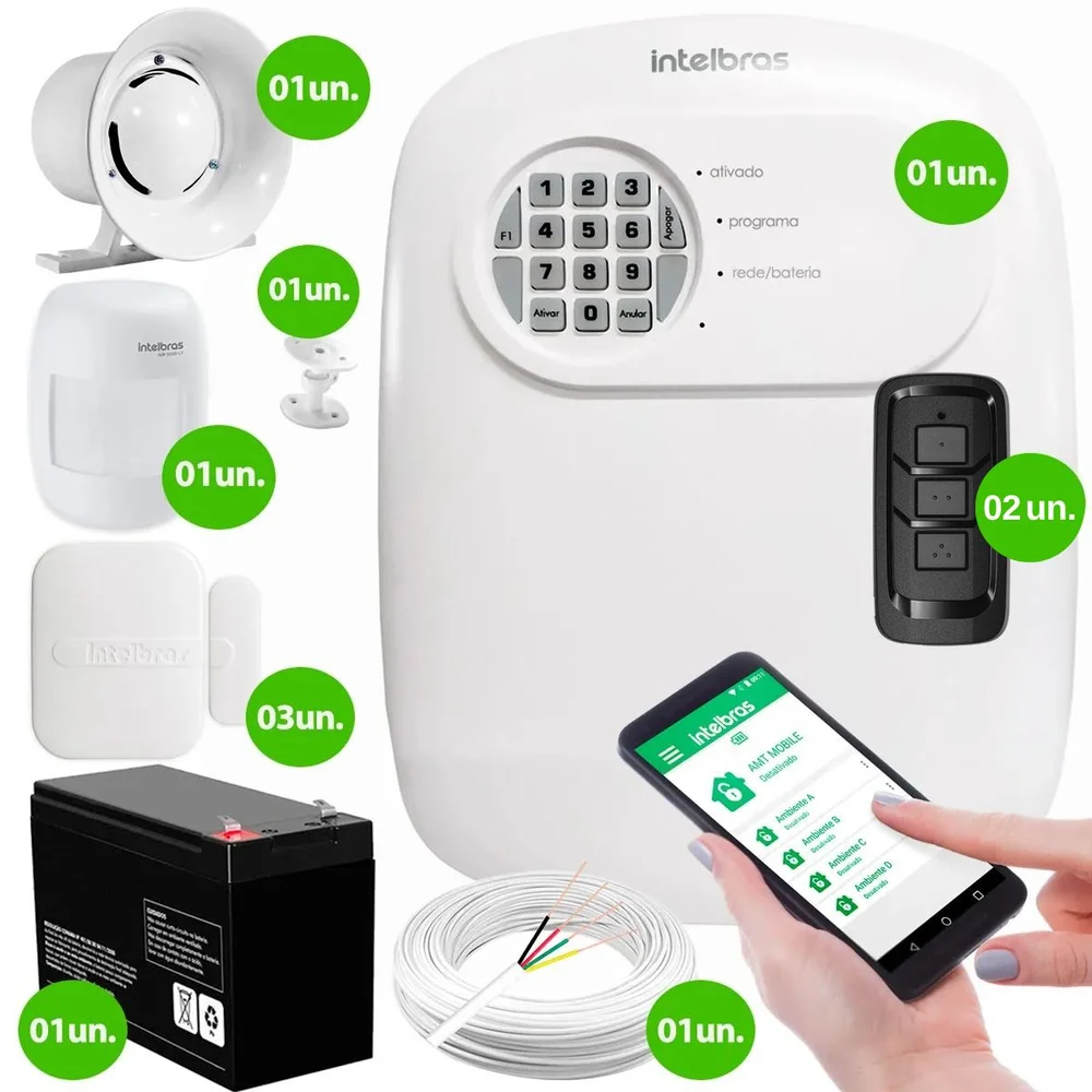 Kit Central De Alarme Anm 24 Net Intelbras + 3 Sensores Xas 4010 Smart + 1 Sensor Ivp 3000 Cf Kit Central De Alarme Anm 24 Net Intelbras + 3 Sensores Xas 4010 Smart + 1 Sensor Ivp 3000 Cf